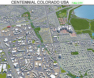 Centennial city Colorado USA 3d model 40km