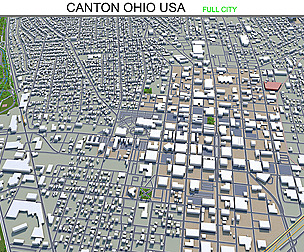 Canton city Ohio USA 3d model 30km