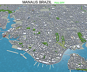 Manaus city Brazil 3d model 40km