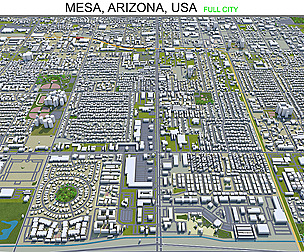 Mesa city Arizona USA 3d model 50km