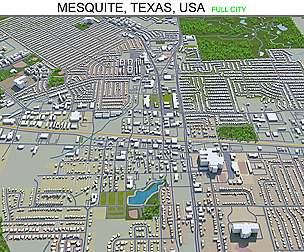 Mesquite city Texas USA 3d model 30km