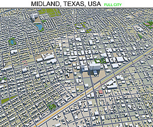 Midland city Texas USA 3d model 30km
