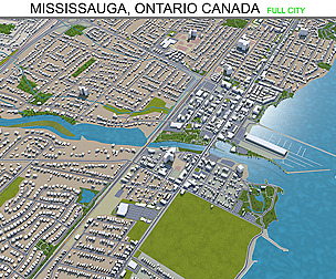 Mississauga city Ontario Canada 3d model 40km