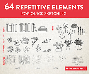 Repetitive elements brushes. Photoshop / Procreate