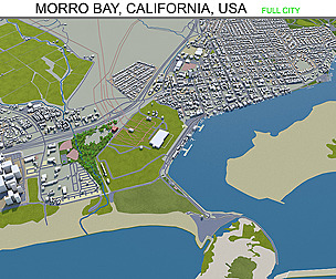 Morro Bay city California USA 3d model 15km
