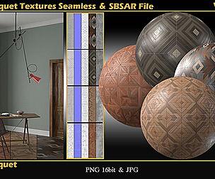 4 PBR Parquet Textures Seamless and SBSAR File