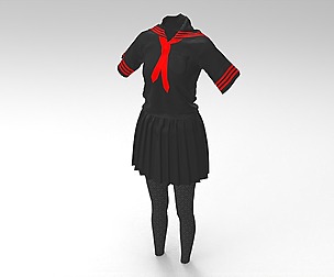 3D Black School Dress