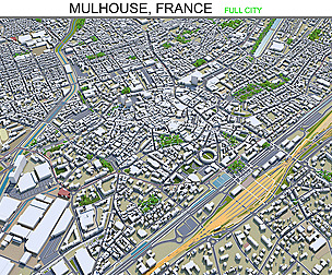 Mulhouse city France 3d model 20km
