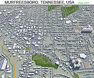Murfreesboro city Tennessee USA 3d model 30km