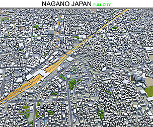 Nagano city Japan 3d model  40km