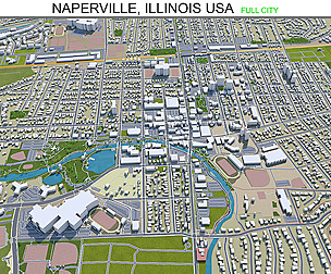 Naperville city Illinois USA 3d model 30km