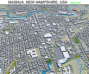 Nashua city New Hampshire USA 3d model 20km