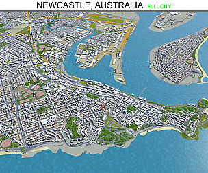 Newcastle city Australia 3d model 20km