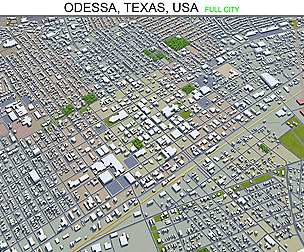 Odessa city Texas USA 3d model 30km