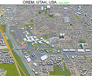 Orem city Utah USA 3d model 20km