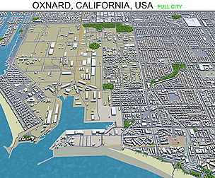 Oxnard city California USA 3d model 30km