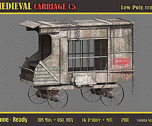 Medieval Carriage C5 (Lowpoly)