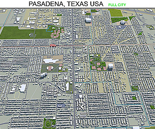 Pasadena city Texas USA 3d model 30km
