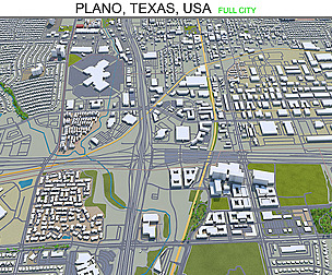 Plano city Texas USA 3d model 40km