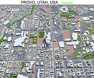 Provo city Utah USA 3d model 30km
