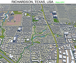 Richardson city Texas USA 3d model 25km