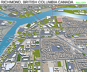 Richmond city Columbia Canada 3d model 45km