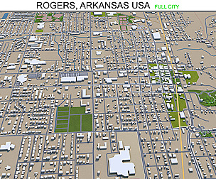 Rogers city Arkansas USA 3d model  30km