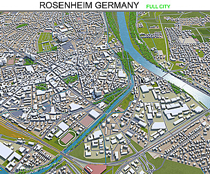 Rosenheim city Germany 3d nmodel 20km