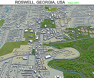 Roswell city Georgia USA 3d model 40km