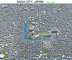 Saga City Japan 3d model 50km
