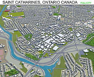 Saint Catharines Ontario Canada 3d model 25km