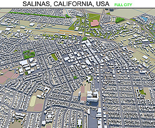 Salinas city California USA 3d model 20km