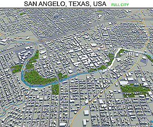 San Angelo city Texas USA 3d model 40km