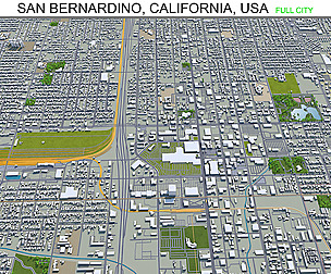 San Bernardino city California USA 3d model 40km