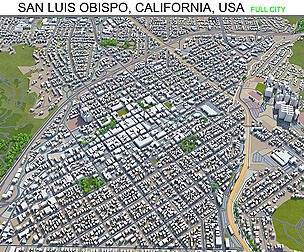 San Luis Obispo city California USA 3d model 20km