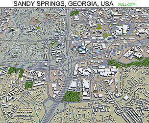 Sandy Springs city Georgia USA 3d model 25km