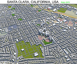 Santa Clara city California USA 3d model 20km