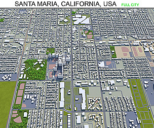 Santa Maria city California USA 3d model 20km