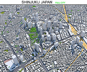 Shinjuku city Japan 3d model 20km