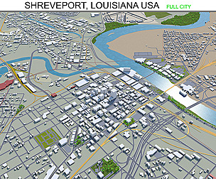 Shreveport city Louisiana USA 3d model 40km