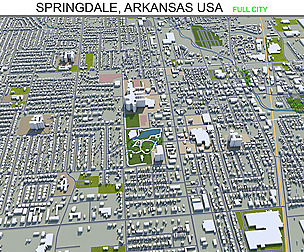 Springdale city Arkansas USA 3d model 25km