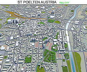 St Poelten city Austria 3d model 30km