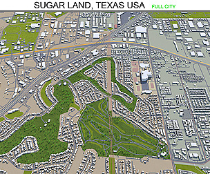 Sugar Land city Texas USA 3d model 25km
