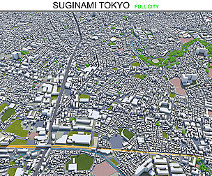 Suginami city Tokyo 3d model  10km