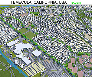 Temecula city California USA 3d model 20km