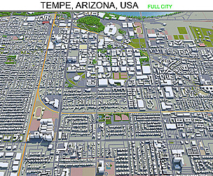 Tempe city Arizona USA 3d model 20km
