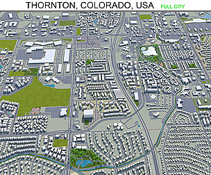 Thornton city Colorado USA 3d model 30km