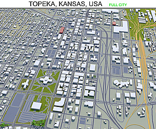 Topeka city Kansas USA 3d model 30km