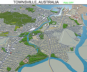 Townsville city Australia 3d model 30km
