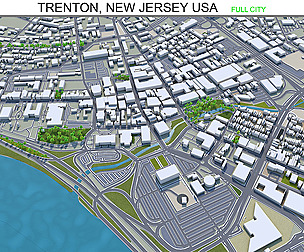 Trenton city New Jersey USA 3d model 20km